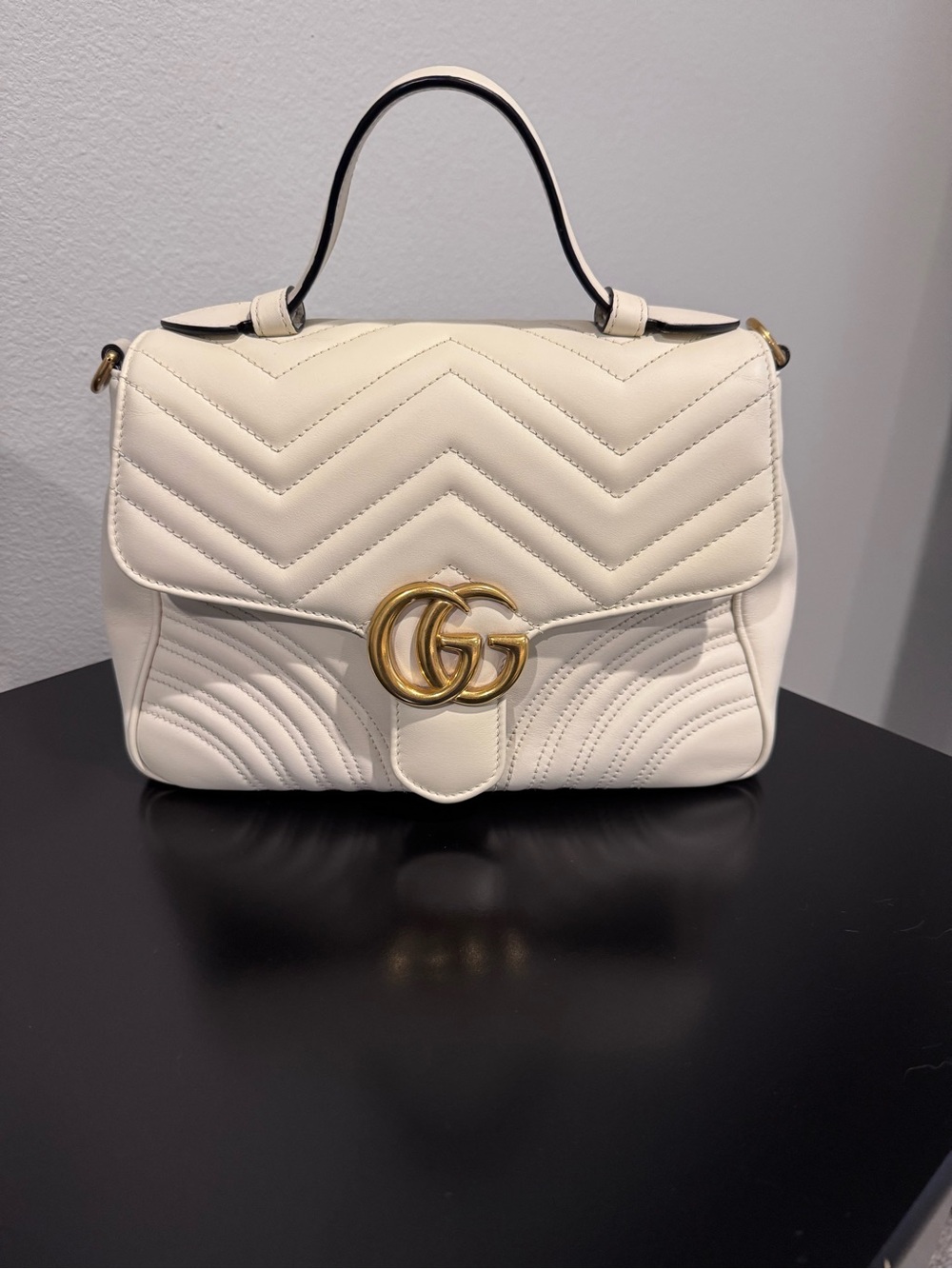 Gucci Cream GG Marmot Small Top Handle with COA
